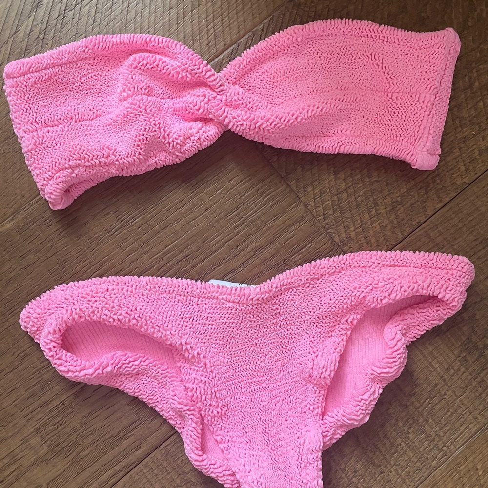 Hunza G Bubble Gum Pink Bandeau Swim Suit-Runs Small